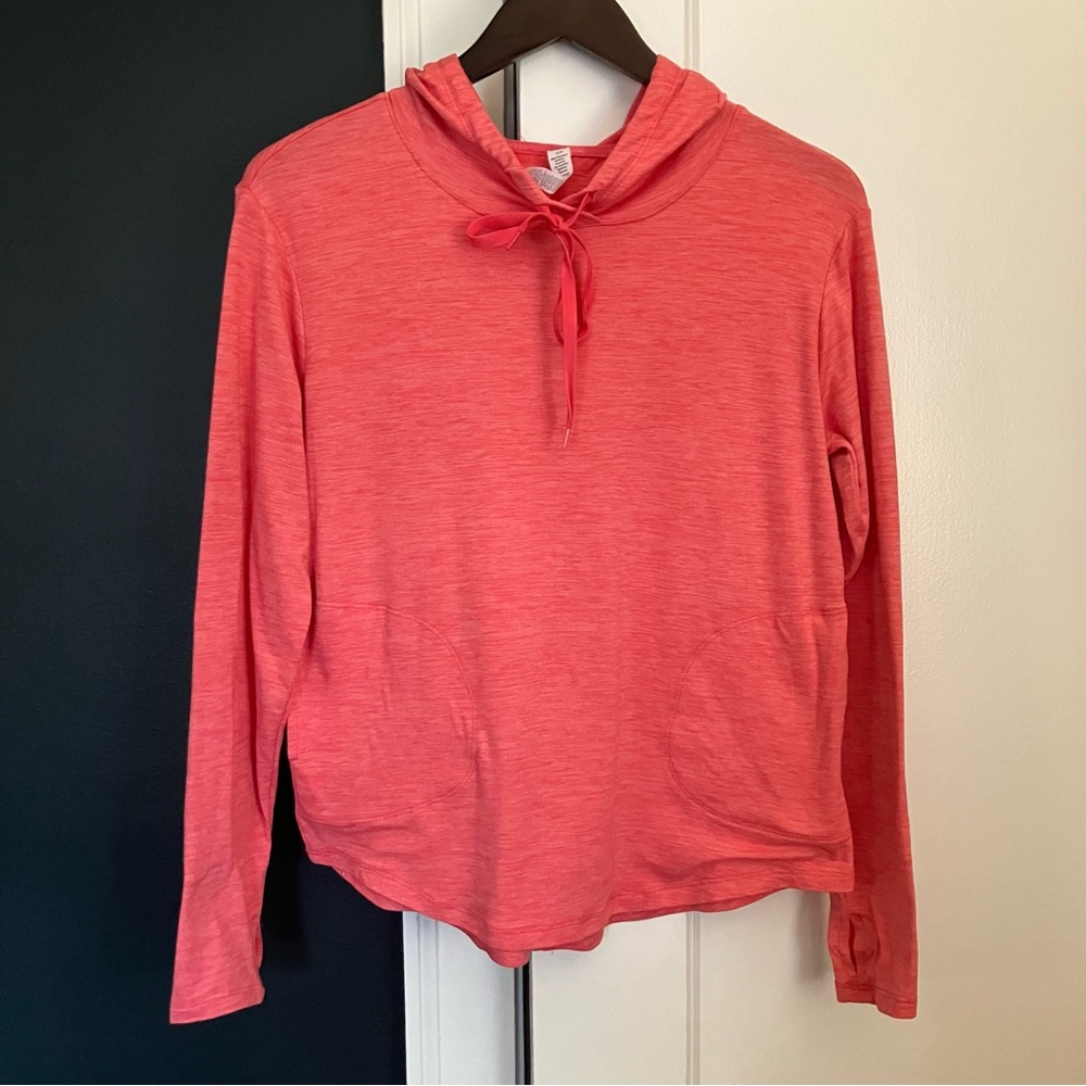 RBX Coral Stretch Activewear Hooded Long-Sleeve Top, Size Small